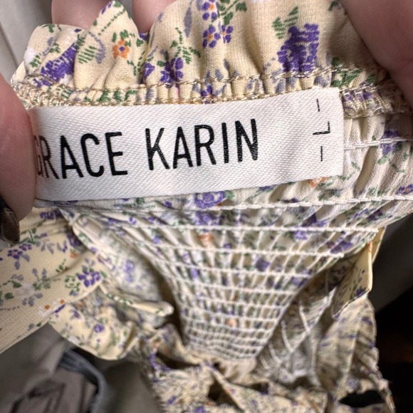 Floral Smocked Midi Dress Ruffle Tiered L Cottagecore Milkmade Prairie Feminine - Picture 8 of 10